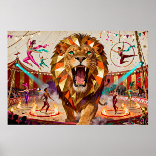 Der majestätische Löwe des Zirkus - Ein fesselndes Poster