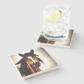 Der majestätische Mustang - der Geist der Freiheit Steinuntersetzer (Seitenansicht)