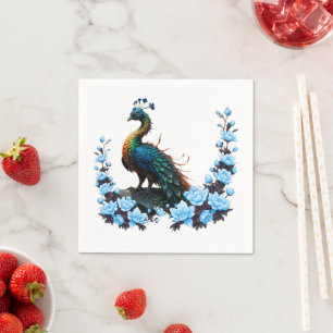 Der majestätische Pfau: Ein Farbspiel in der Natur Serviette