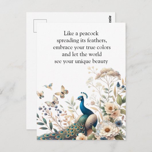 Der majestätische Pfau Postkarte (Vorne/Hinten)