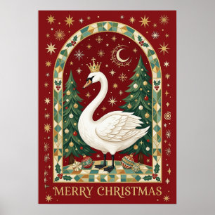 Der majestätische Schwan zu Weihnachten Poster