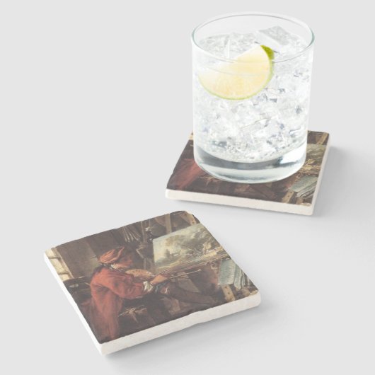 Der Maler in Seinem Studio (von François Boucher) Steinuntersetzer (Seitenansicht)