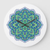 Der mandala-Coole Smaragd Große Wanduhr (Vorderseite)