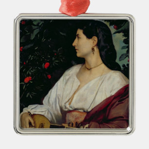 Der Mandolinen-Spieler, 1865 Silbernes Ornament