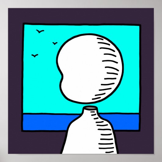 Der Mann blickt auf den stillen Horizont. Poster (Vorne)
