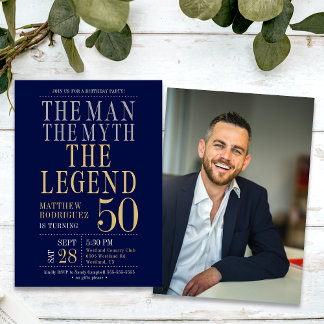 Der Mann Der Mythos Das legendäre Foto 50. Geburts Einladung