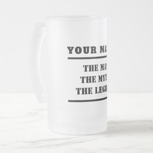 Der Mann, der Mythos, der legendäre benutzerdefini Mattglas Bierglas (Vorderseite Links)