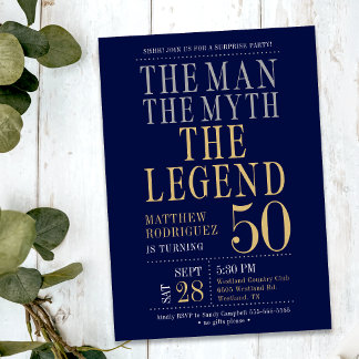 Der Mann der Mythos der Legende überrascht 50. Geb Einladung