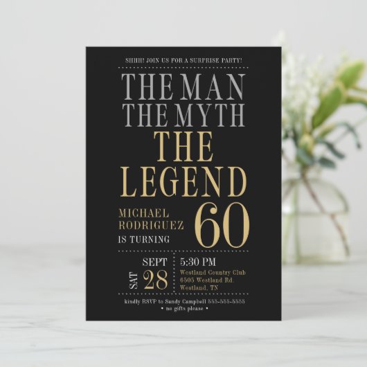 Der Mann der Mythos der Legende überrascht 60. Geb Einladung (Stehend Vorderseite)