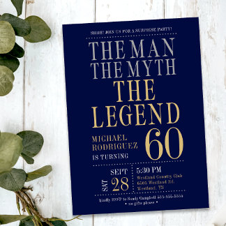 Der Mann der Mythos der Legende überrascht 60. Geb Einladung