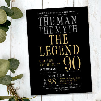 Der Mann der Mythos der Legende überrascht 90. Geb Einladung