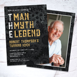 Der Mann Der Mythos Die Legende 100. Foto-Geburtst Einladung