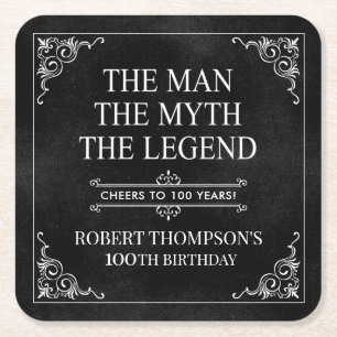 Der Mann Der Mythos Die Legende 100. Geburtstag Rechteckiger Pappuntersetzer