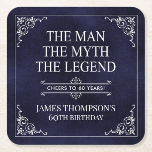 Der Mann Der Mythos Die Legende 60. Geburtstag Bla Rechteckiger Pappuntersetzer