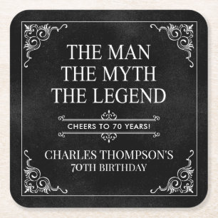 Der Mann Der Mythos Die Legende 70. Geburtstag Sch Rechteckiger Pappuntersetzer
