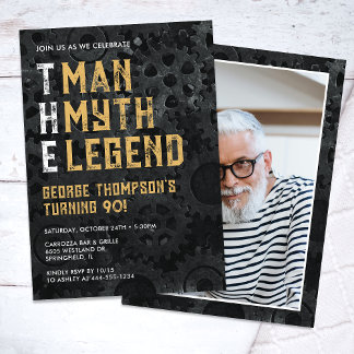 Der Mann Der Mythos Die Legende 90. Foto-Geburtsta Einladung