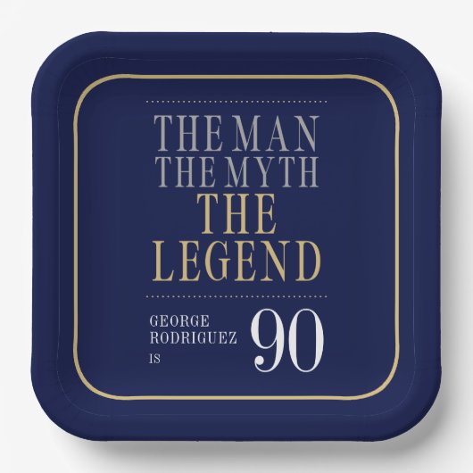 Der Mann, der Mythos, die Legende des 90. Geburtst Pappteller (Vorderseite)