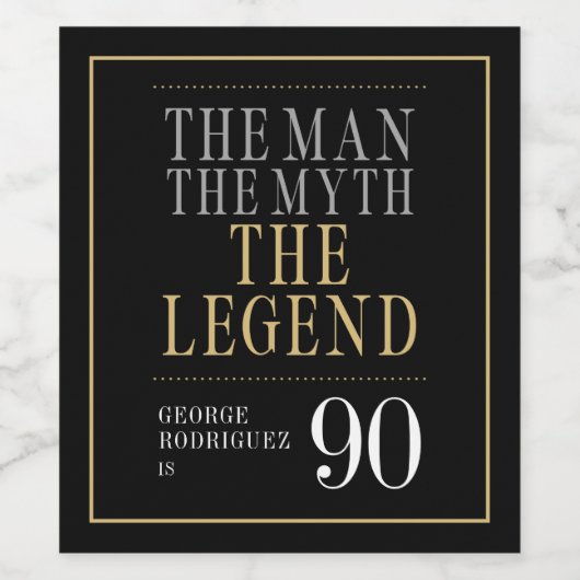 Der Mann, der Mythos, die Legende des 90. Geburtst Weinetikett (Einzelnes Label)
