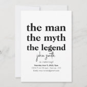 Der Mann, der Mythos, die Legende, ermuntert Einladung (Vorderseite)