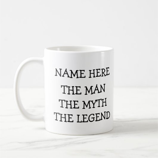 Der Mann, der Mythos, die Legende personalisiert Kaffeetasse (Links)