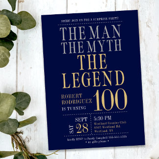 Der Mann der Mythos die Legende Überraschung 100 G Einladung
