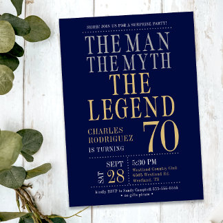 Der Mann der Mythos die Legende Überraschung 70. G Einladung