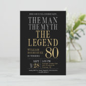 Der Mann der Mythos die Legende Überraschung 80. G Einladung (Stehend Vorderseite)