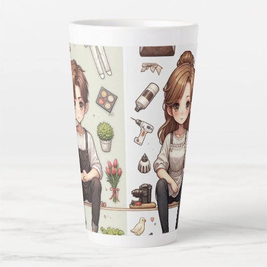 Der Mann, die Frau. 1 Latte Tasse (Vorderseite)