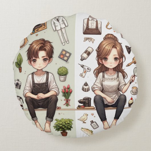 Der Mann, die Frau. 1 Rundkissen Rundes Kissen (Rückseite)