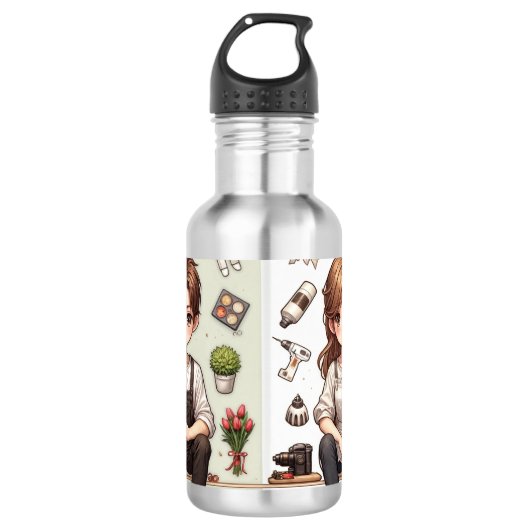 Der Mann, die Frau. 1 Wasserflasche (Vorderseite)