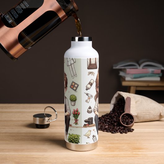 Der Mann, die Frau. 1 Wasserflasche Trinkflasche (Kaffee)