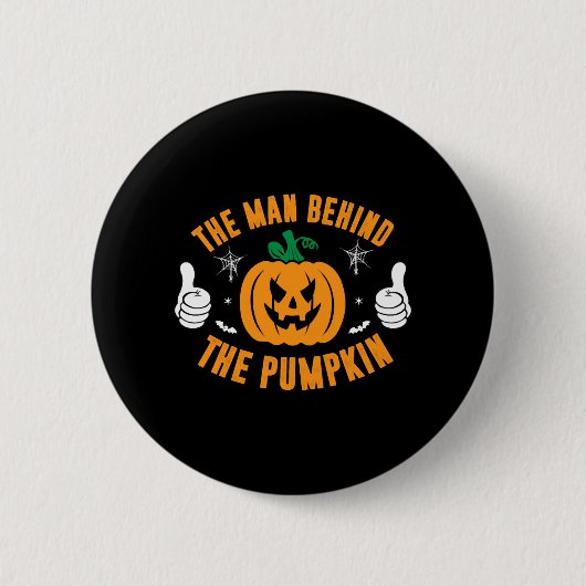 Der Mann hinter den Kürbiskeits-Shirts Halloween-S Button (Vorderseite)