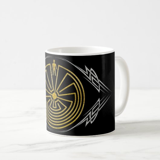 Der Mann im Labyrinth - Stammes- Goldsilber Kaffeetasse (VorderseiteRechts)