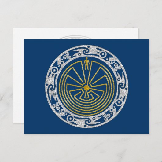 Der Mann im Maze - Gold im Ornament Postkarte (Vorne/Hinten)