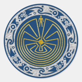 Der Mann im Maze - Gold im Ornament Runder Aufkleber