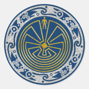 Der Mann im Maze - Gold im Ornament Runder Aufkleber