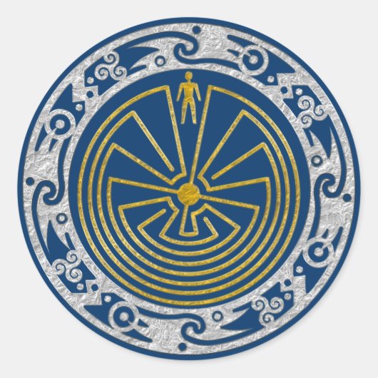 Der Mann im Maze - Gold im Ornament Runder Aufkleber (Vorderseite)