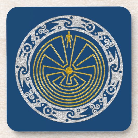 Der Mann im Maze - Gold im Ornament Untersetzer (Vorderseite)