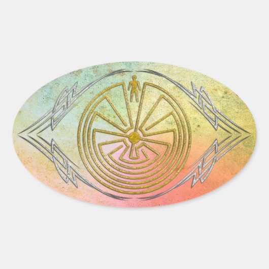 Der Mann im Maze - Gold im Stamm Ovaler Aufkleber (Vorderseite)