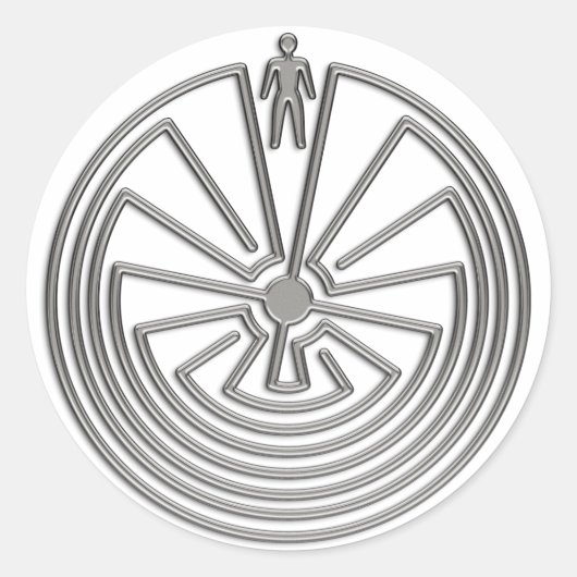Der Mann im Maze - Silber Runder Aufkleber (Vorderseite)