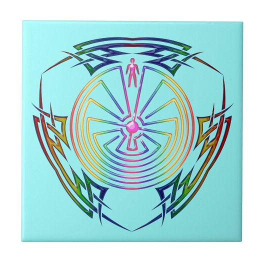 Der Mann im Maze - Stamm Tattoo gefärbt Fliese (Vorderseite)