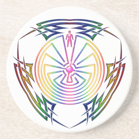 Der Mann im Maze - Stamm Tattoo gefärbt Getränkeuntersetzer (Vorne)