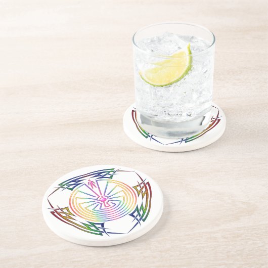 Der Mann im Maze - Stamm Tattoo gefärbt Getränkeuntersetzer (Seite)