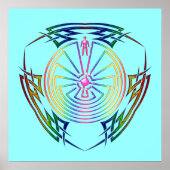 Der Mann im Maze - Stamm Tattoo gefärbt Poster (Vorne)