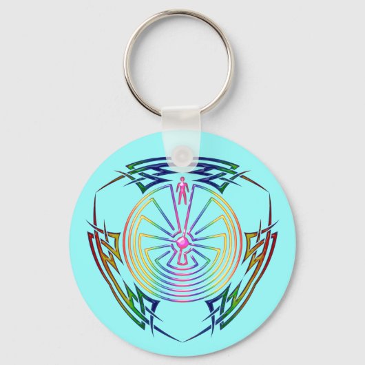 Der Mann im Maze - Stamm Tattoo gefärbt Schlüsselanhänger (Vorderseite)