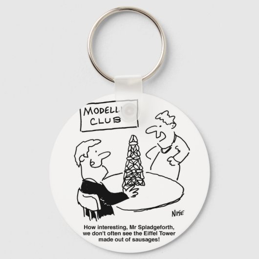 Der Mann im Modeling Club macht einen Eiffelturm. Schlüsselanhänger (Vorderseite)