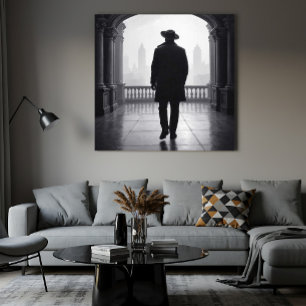 Der Mann im Nebel der Stadt Poster