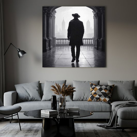 Der Mann im Nebel der Stadt Poster