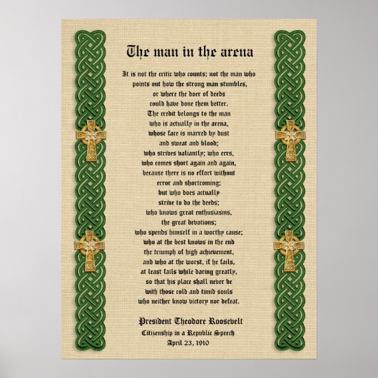 "Der Mann in der Arena" Theodore Roosevelt Poster (Vorne)