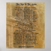 "Der Mann in der Arena" Theodore Roosevelt Poster (Vorne)